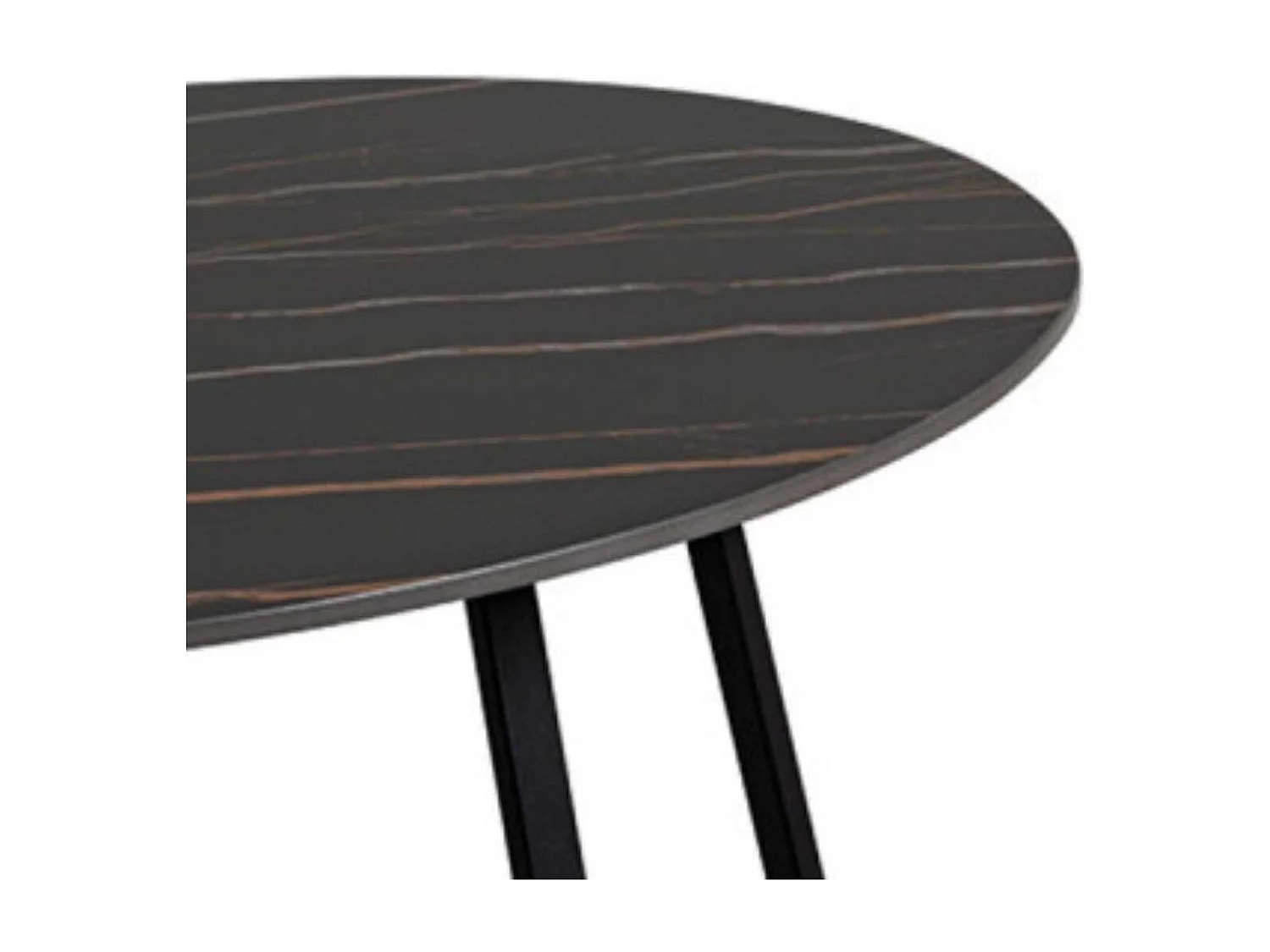VIKASH - Table Basse Plateau en Céramique Effet Marbre Noir Piétement Métal Noir
