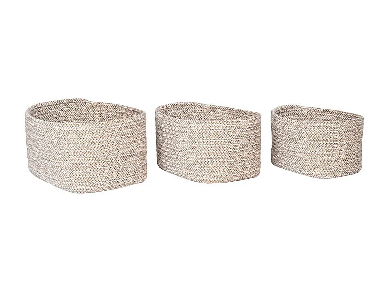 ULYSSE - Lot de 3 Paniers en Coton Beige