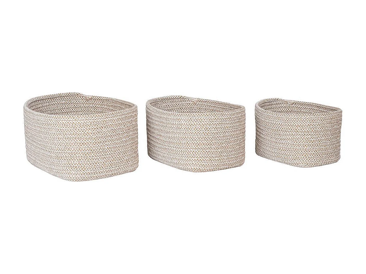 ULYSSE - Lot de 3 Paniers en Coton Beige