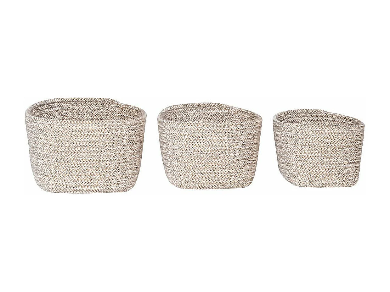 ULYSSE - Lot de 3 Paniers en Coton Beige
