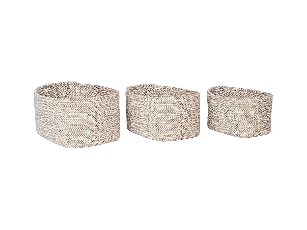 ULYSSE - Lot de 3 Paniers en Coton Beige