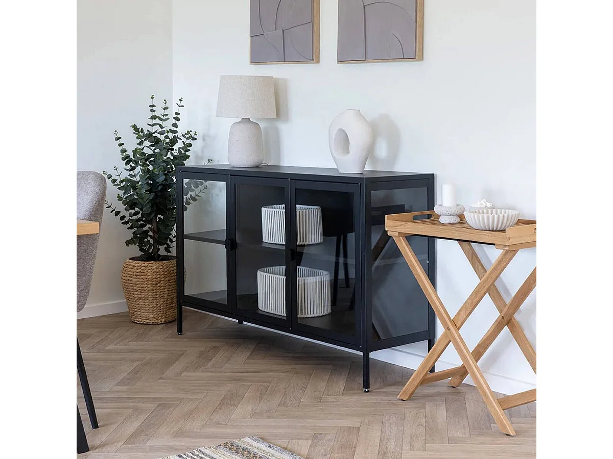 LEANE - Lot de 2 Panières Ovales en Métal et Coton Blanc