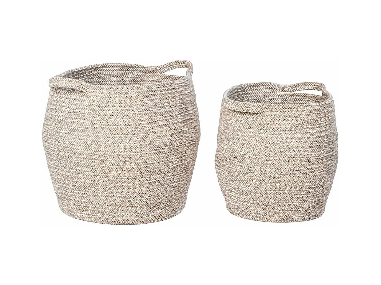 ALYSÉE - Lot de 2 Paniers en Coton Beige avec Anse