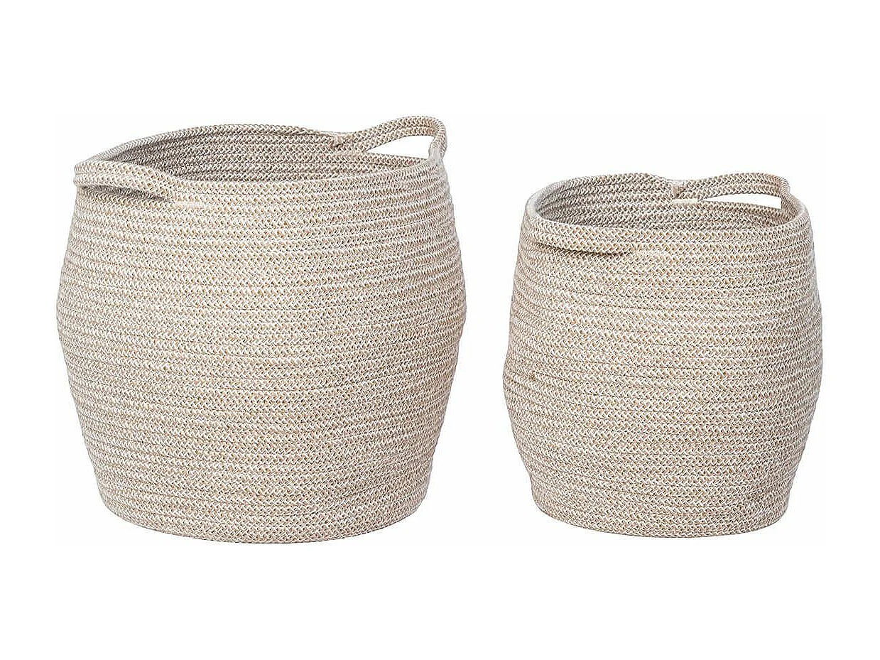 ALYSÉE - Lot de 2 Paniers en Coton Beige avec Anse