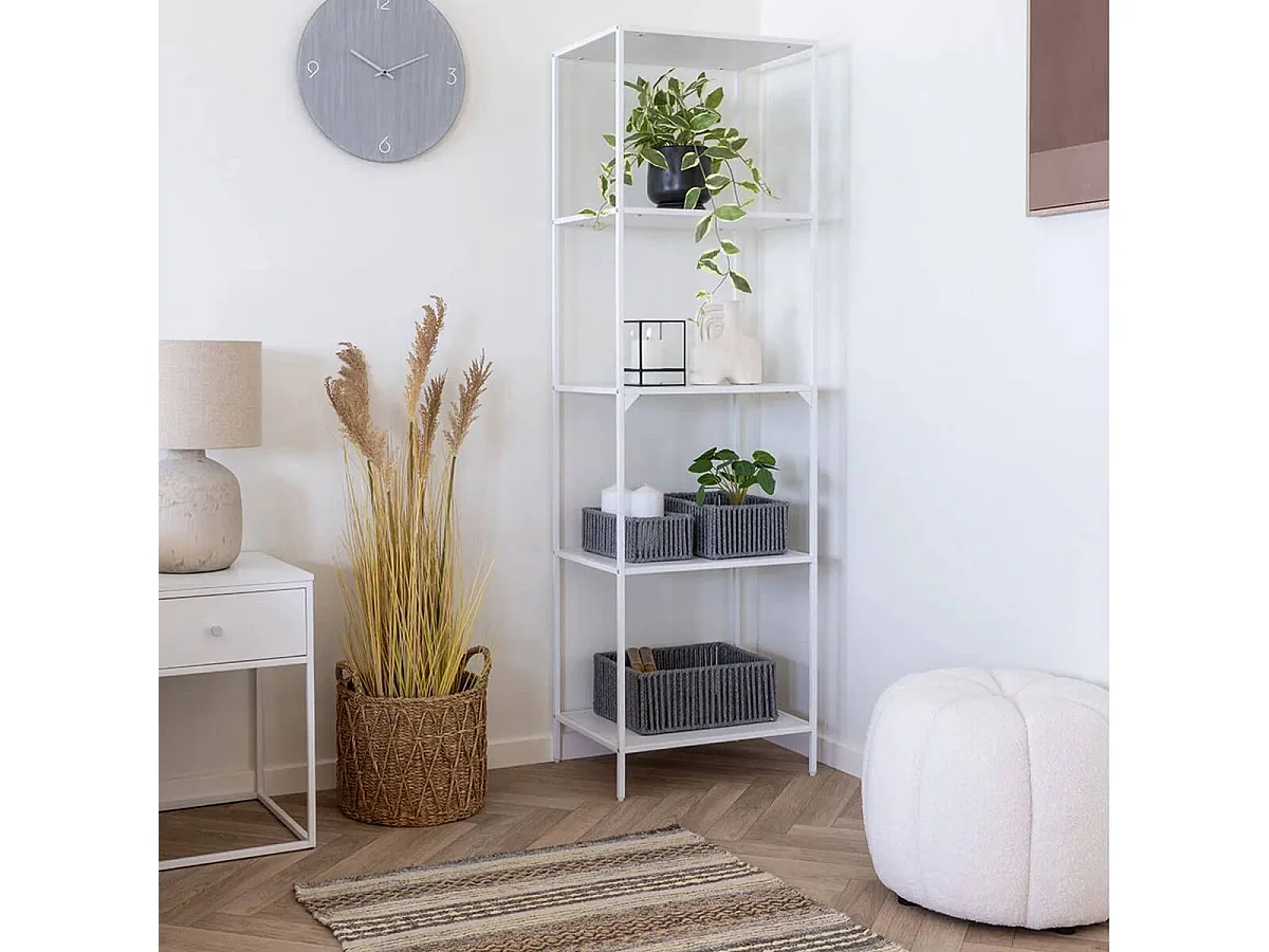 ALINE - Lot de 3 Panières Rectangulaires en Métal et Coton Gris