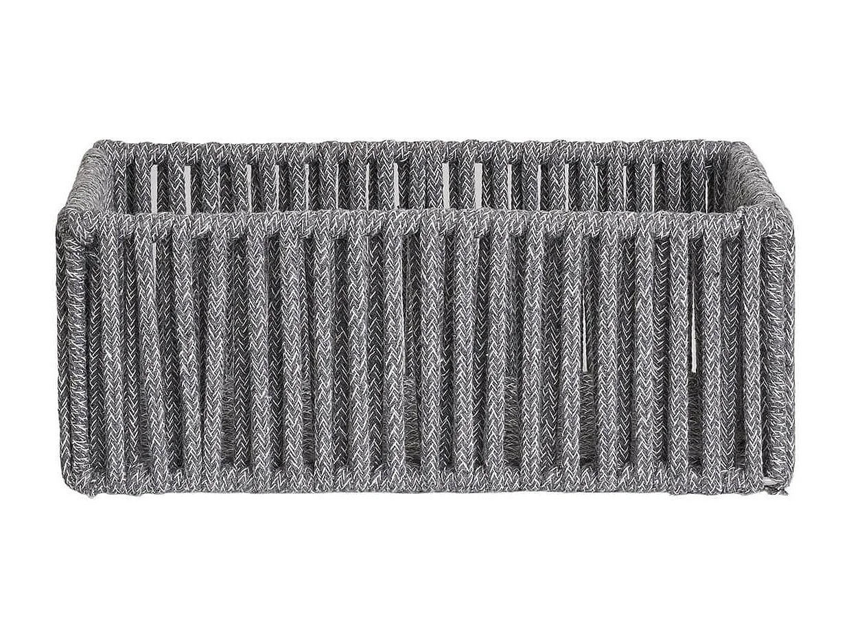 ALINE - Lot de 3 Panières Rectangulaires en Métal et Coton Gris