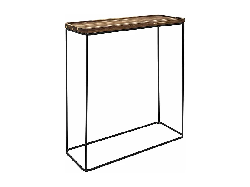 LIVIO - Console en métal filaire et plateau en acacia