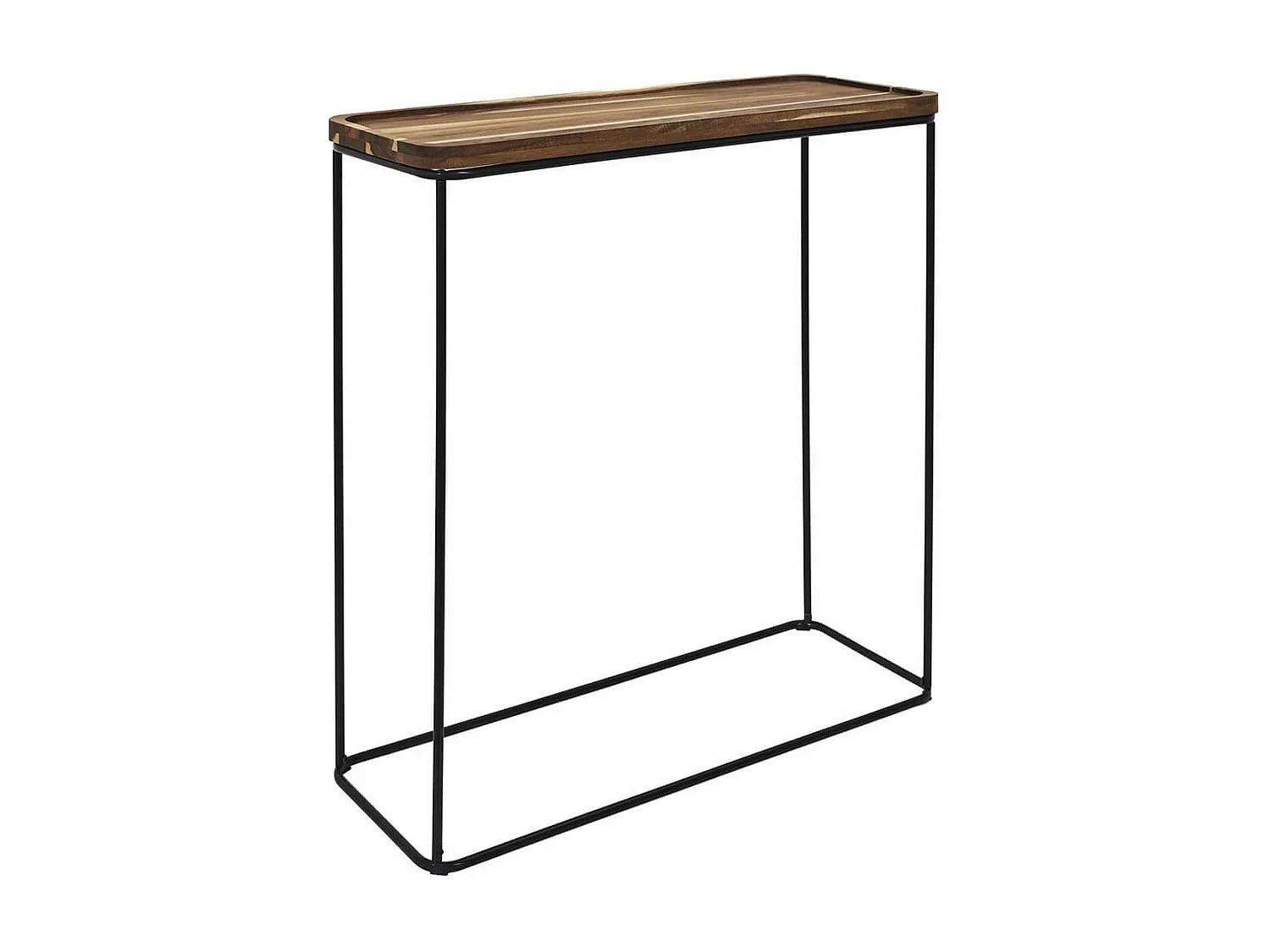 LIVIO - Console en métal filaire et plateau en acacia
