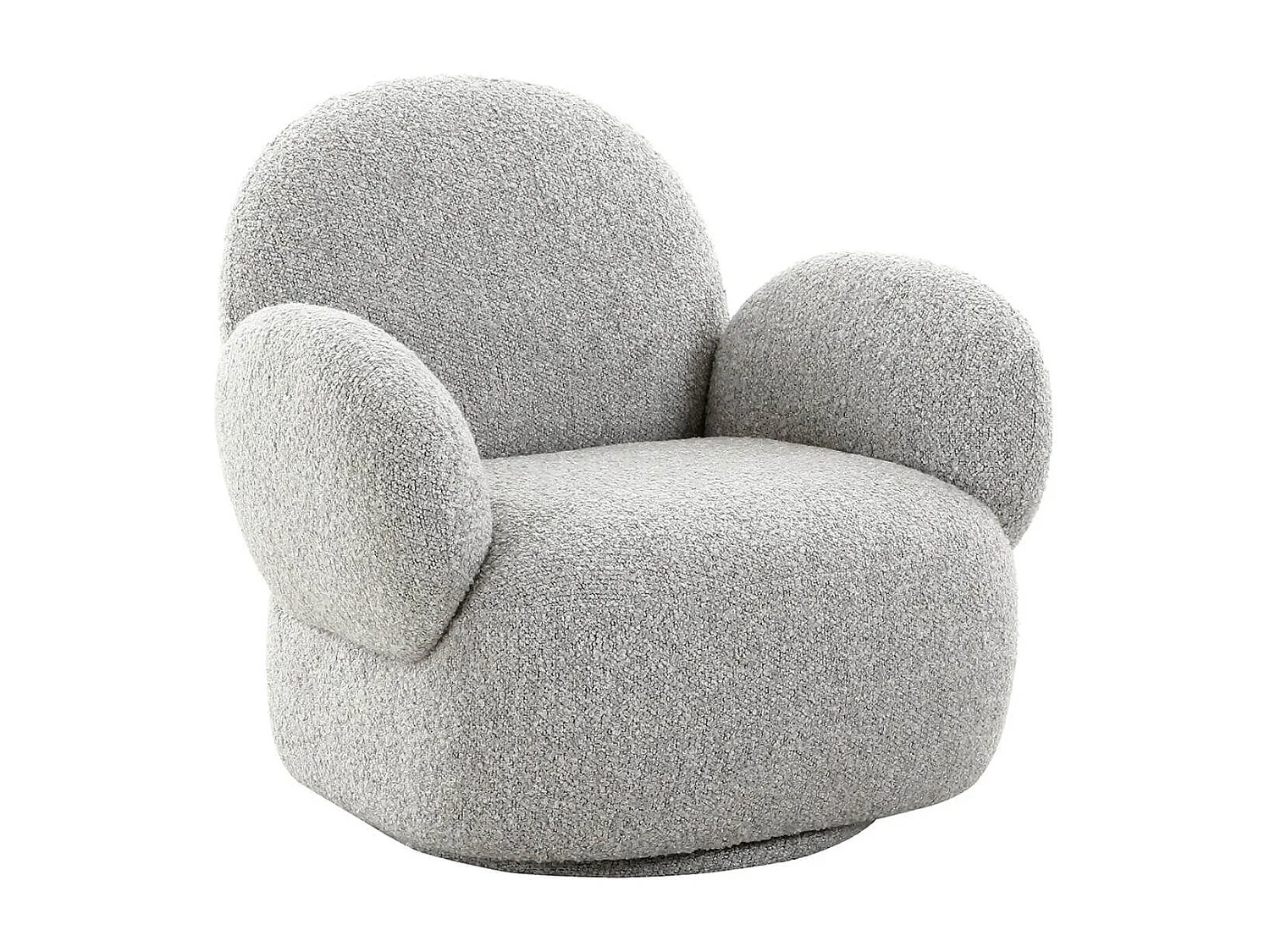 SWIVEL - Fauteuil en Tissu Bouclé Texturé Gris Clair Pivotant