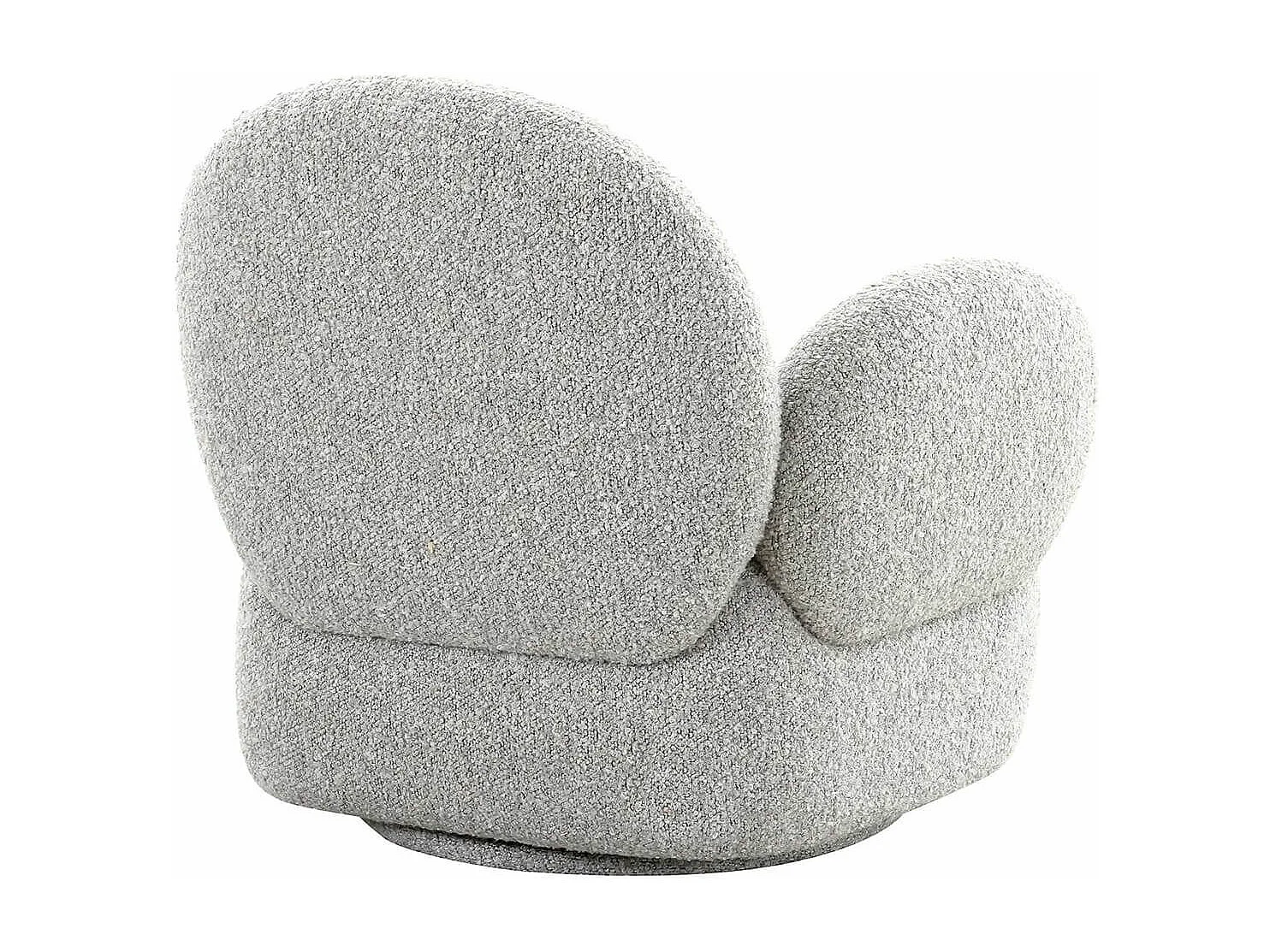 SWIVEL - Fauteuil en Tissu Bouclé Texturé Gris Clair Pivotant