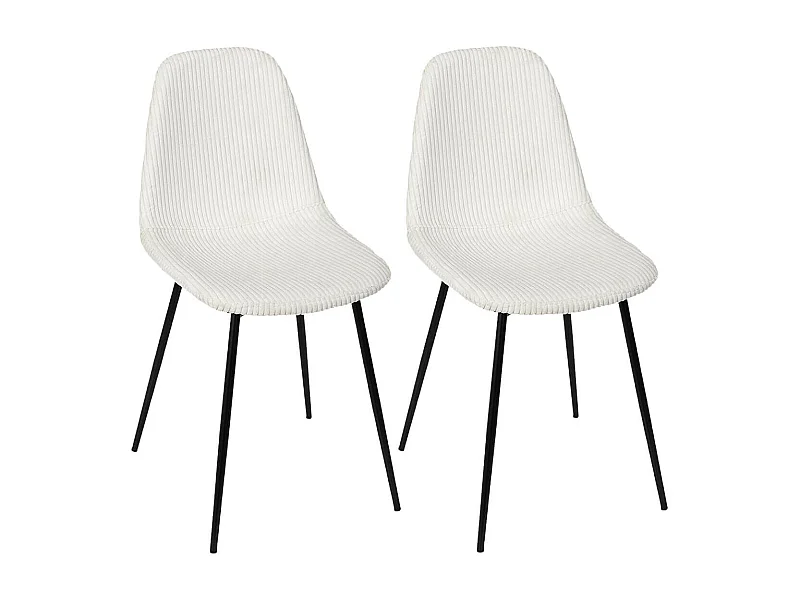 AMORY - Lot de 2 chaises en velours côtelé coloris crème