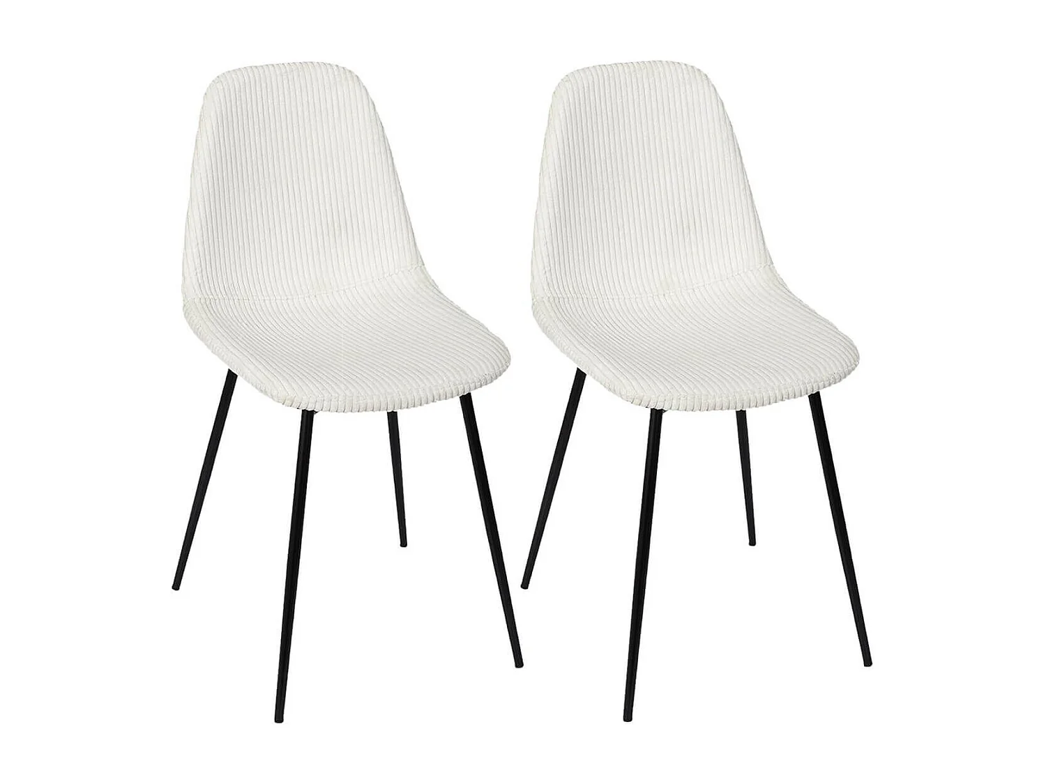 AMORY - Lot de 2 chaises en velours côtelé coloris crème