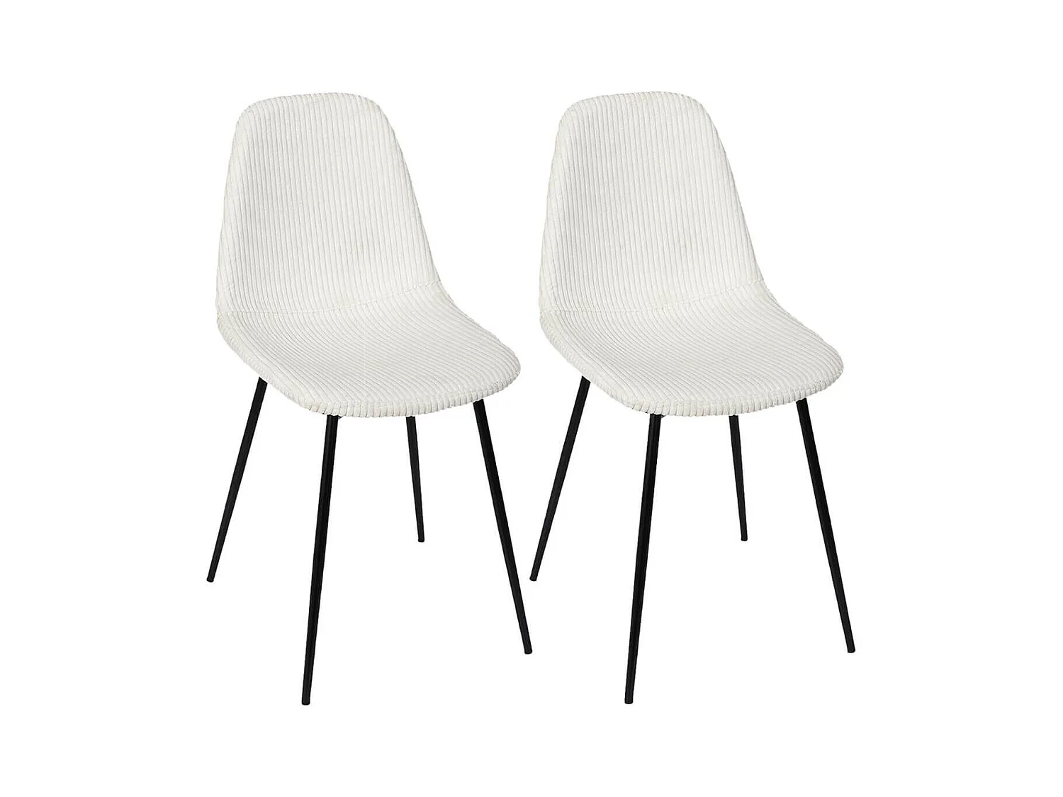 AMORY - Lot de 2 chaises en velours côtelé coloris crème
