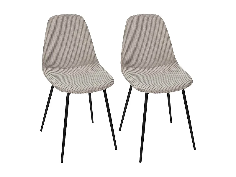 AMORY - Lot de 2 chaises en velours côtelé coloris taupe