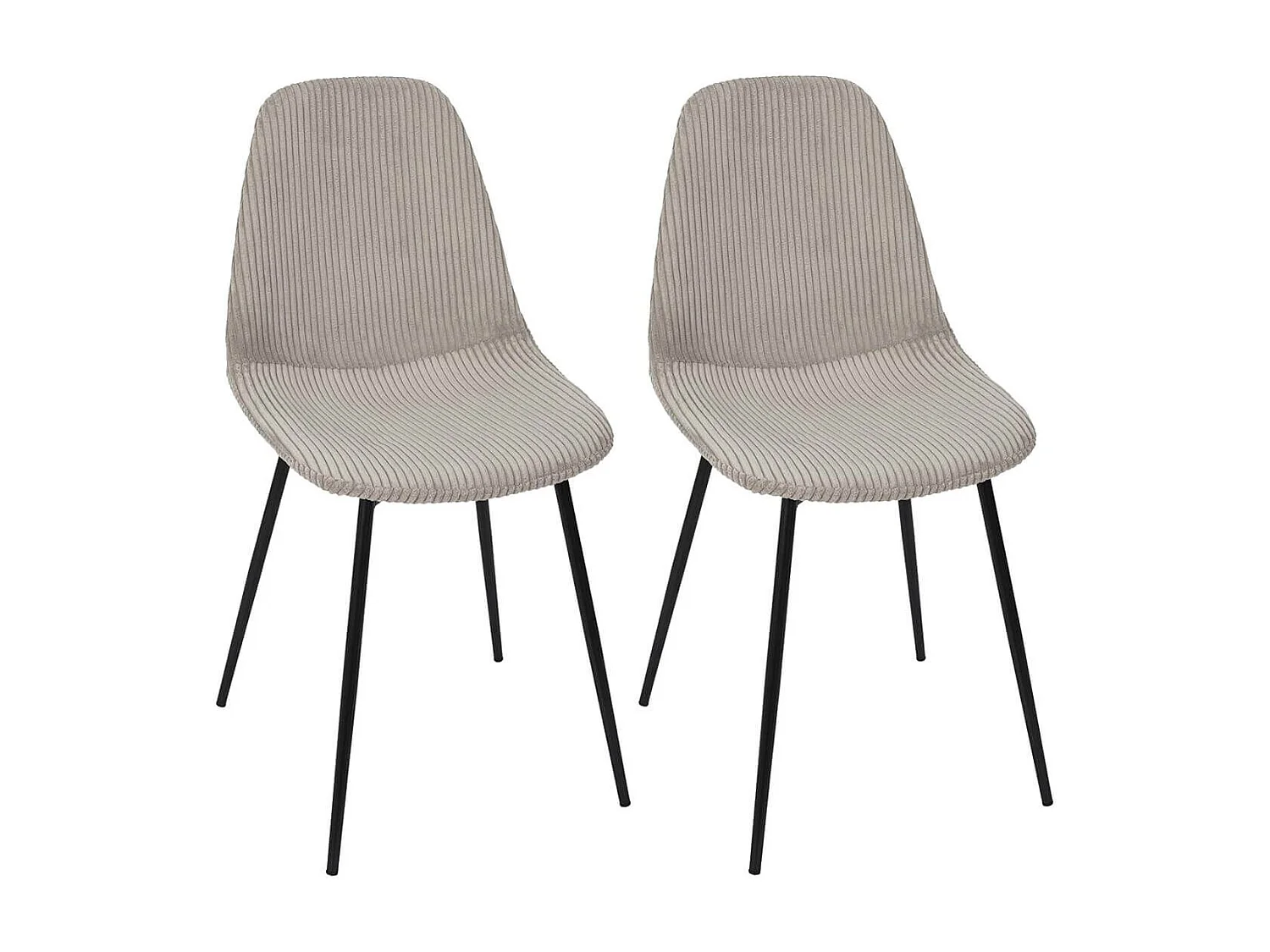 AMORY - Lot de 2 chaises en velours côtelé coloris taupe