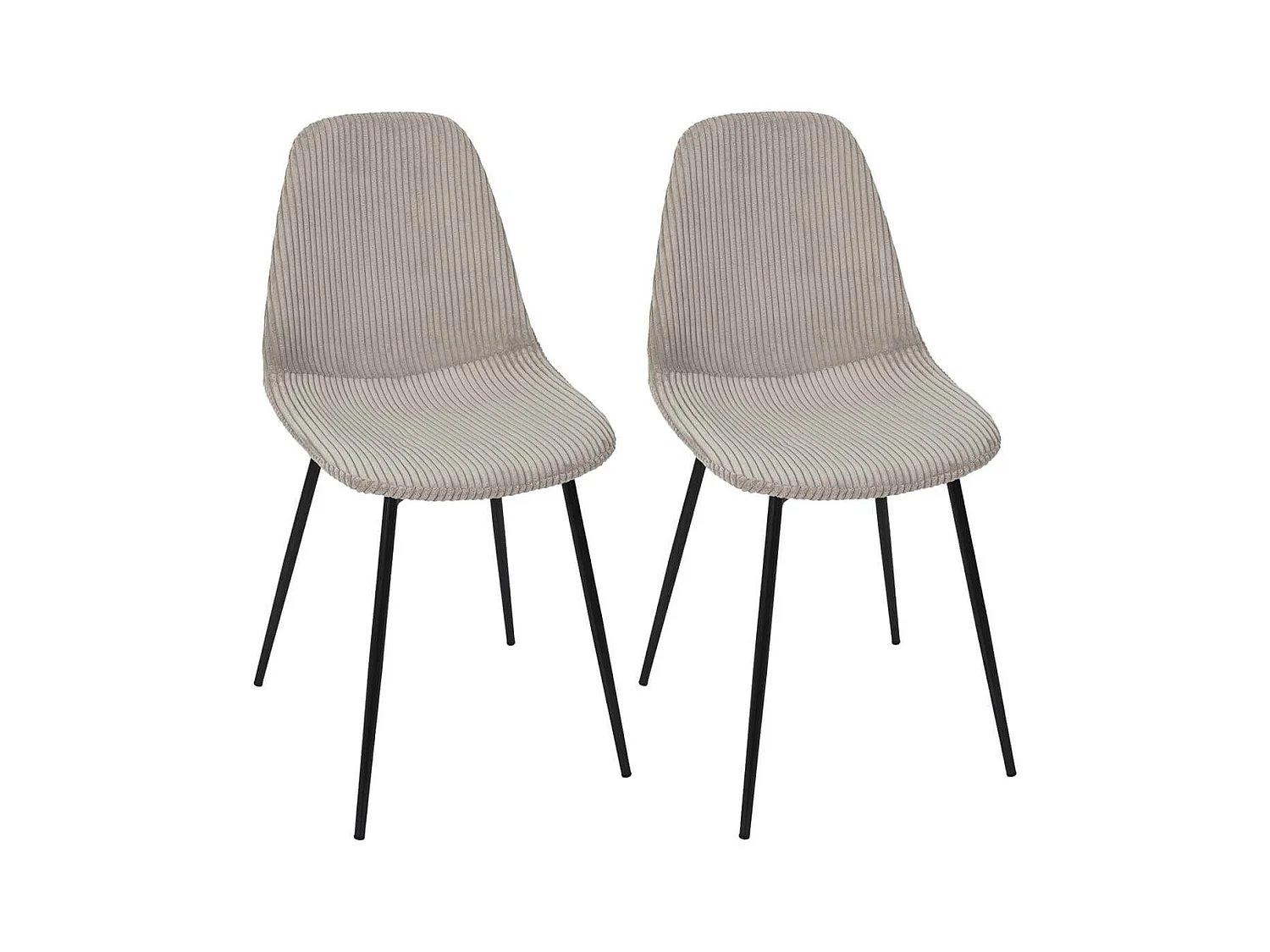 AMORY - Lot de 2 chaises en velours côtelé coloris taupe