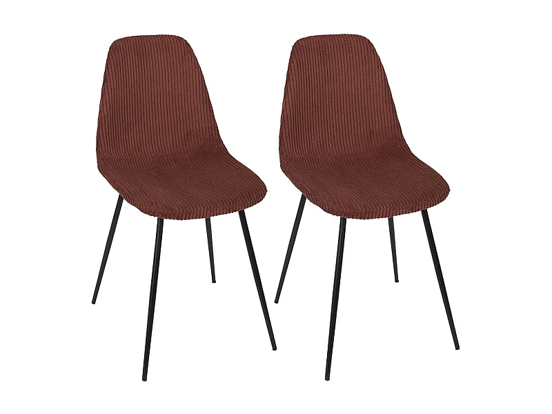 AMORY - Lot de 2 chaises en velours côtelé coloris terracotta