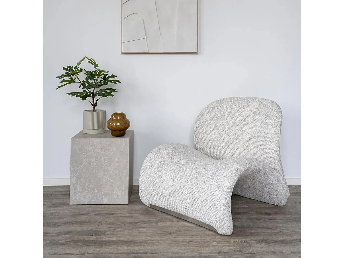 ALFREDO - Fauteuil Tissu Maille Chniée Gris Clair
