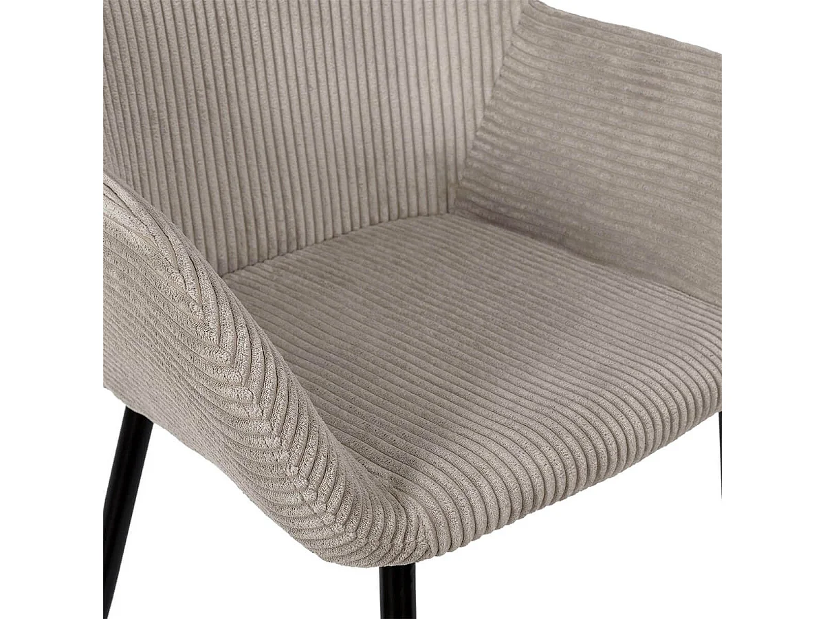 AMORY - Lot de 2 fauteuils de table en velours côtelé coloris taupe