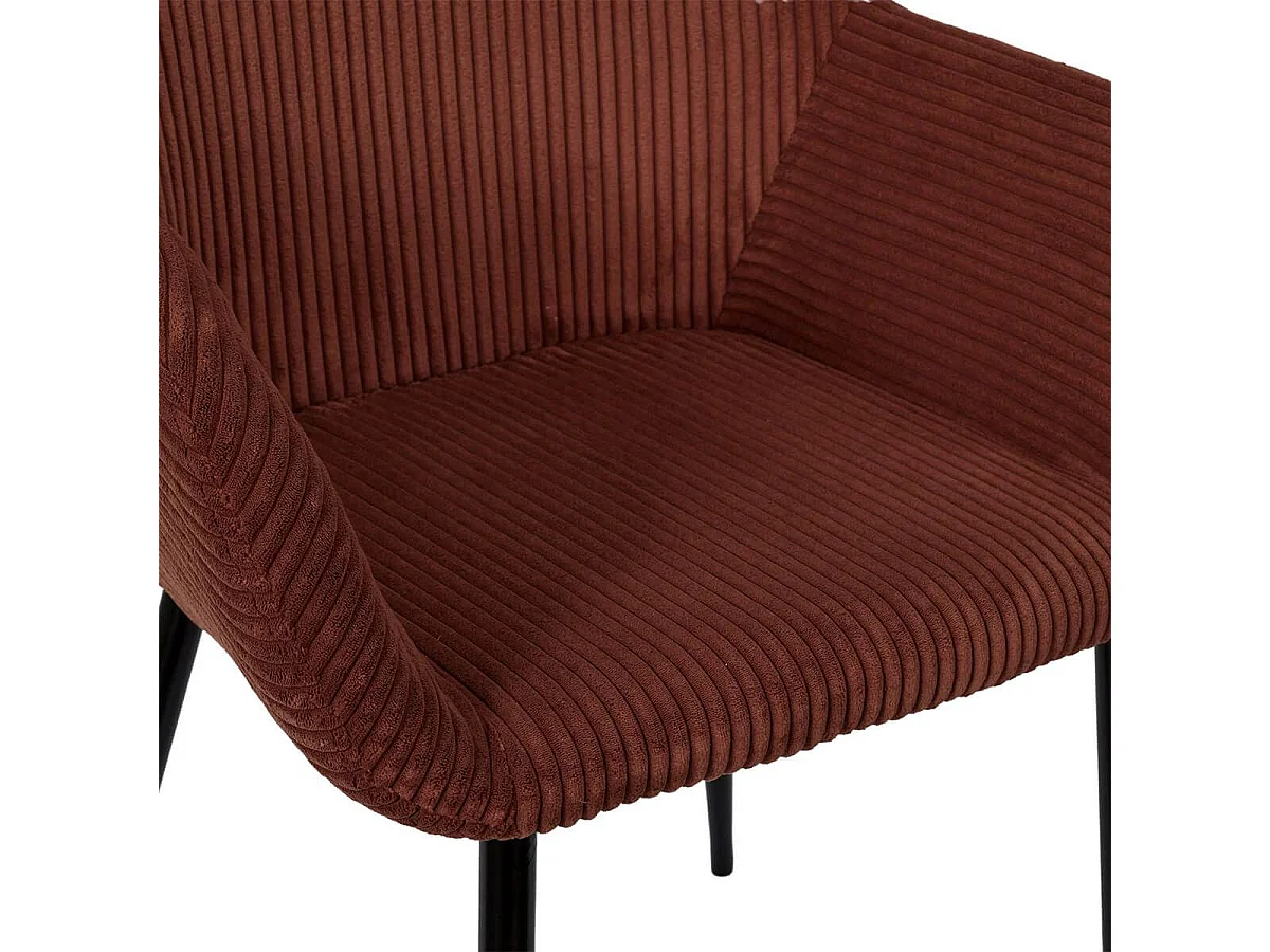 AMORY - Lot de 2 fauteuils de table en velours côtelé coloris terracotta