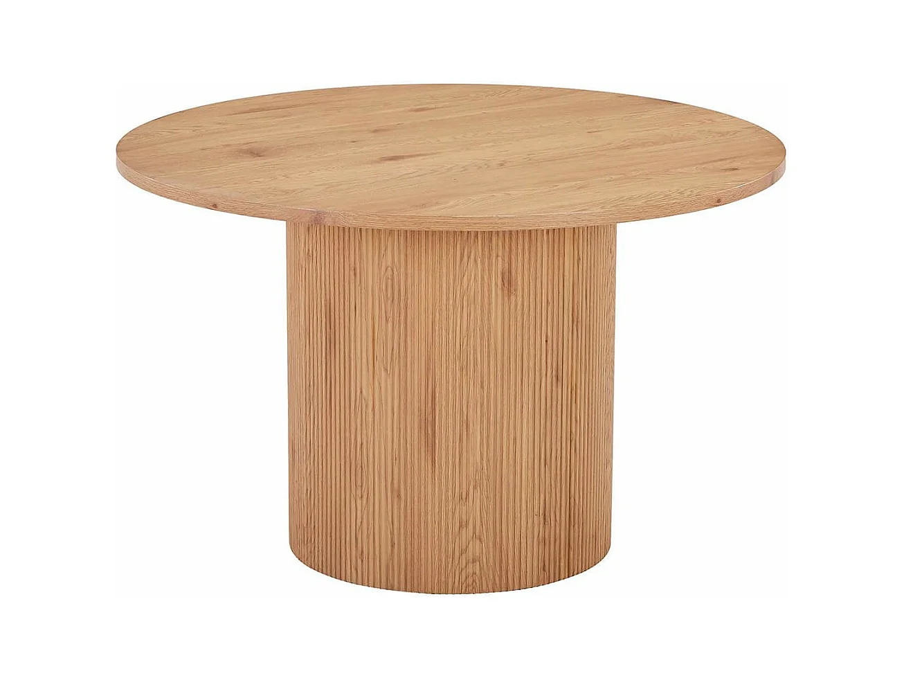 ANKARA - Table repas Ronde 120cm Pieds Relief MDF Effet bois naturel