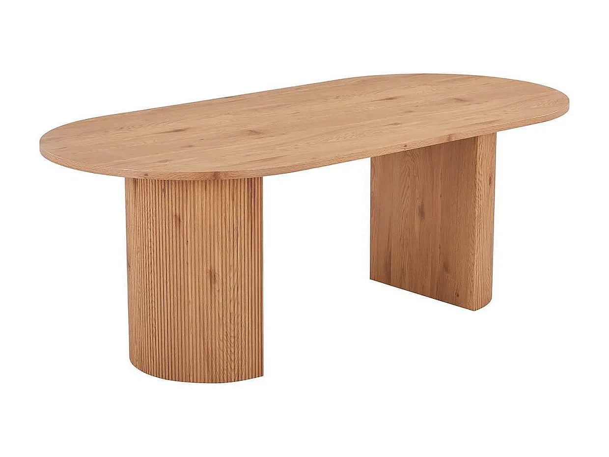 ANKARA - Table repas Ovale Pieds Relief MDF Effet bois naturel