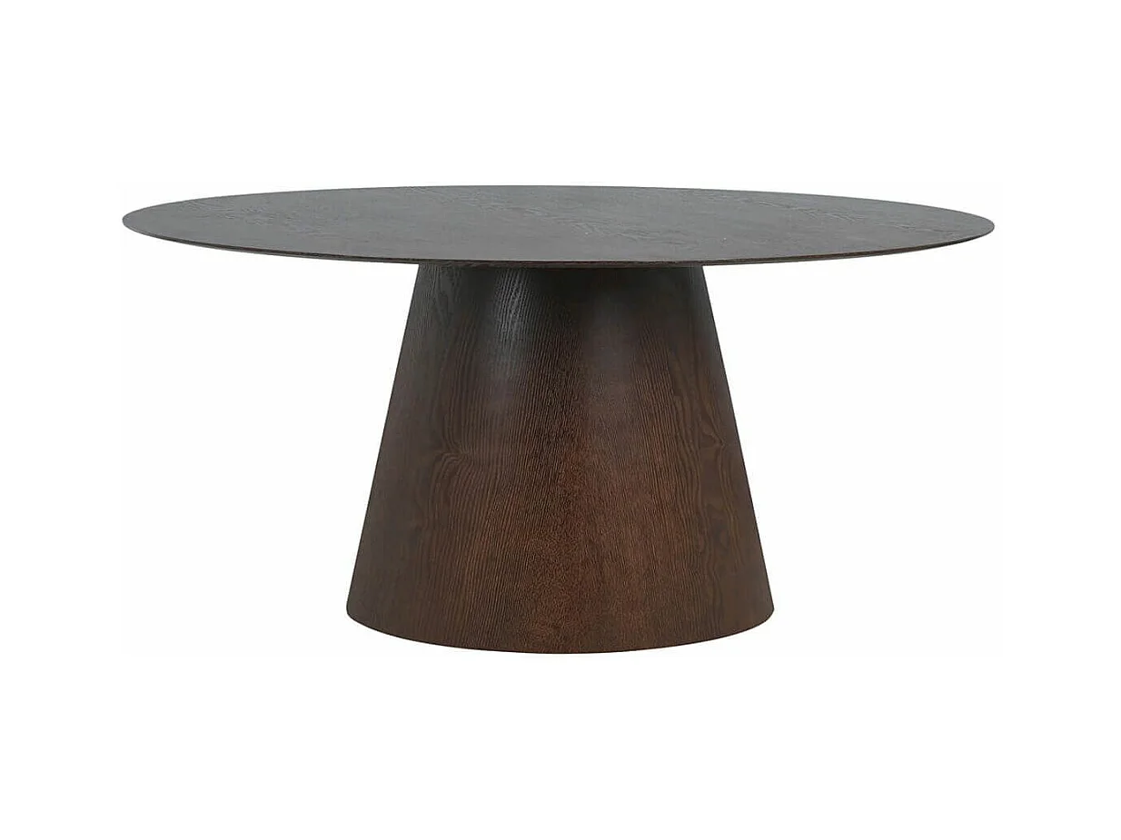 CARACAS - Table Ovale 160cm Pied Central MDF Placage Noyer