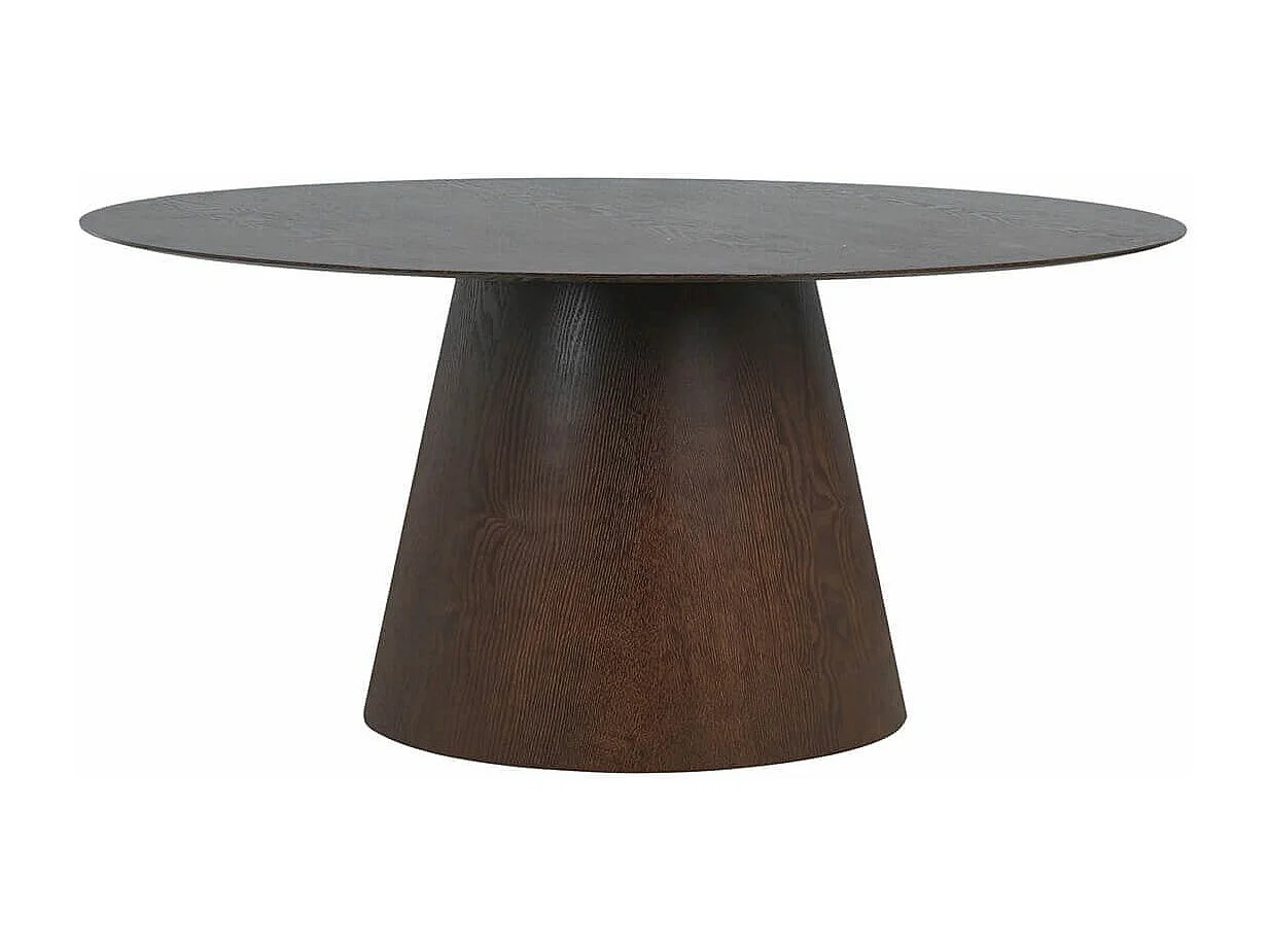 CARACAS - Table Ovale 160cm Pied Central MDF Placage Noyer