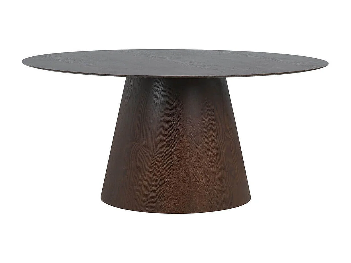 CARACAS - Table Ovale 160cm Pied Central MDF Placage Noyer