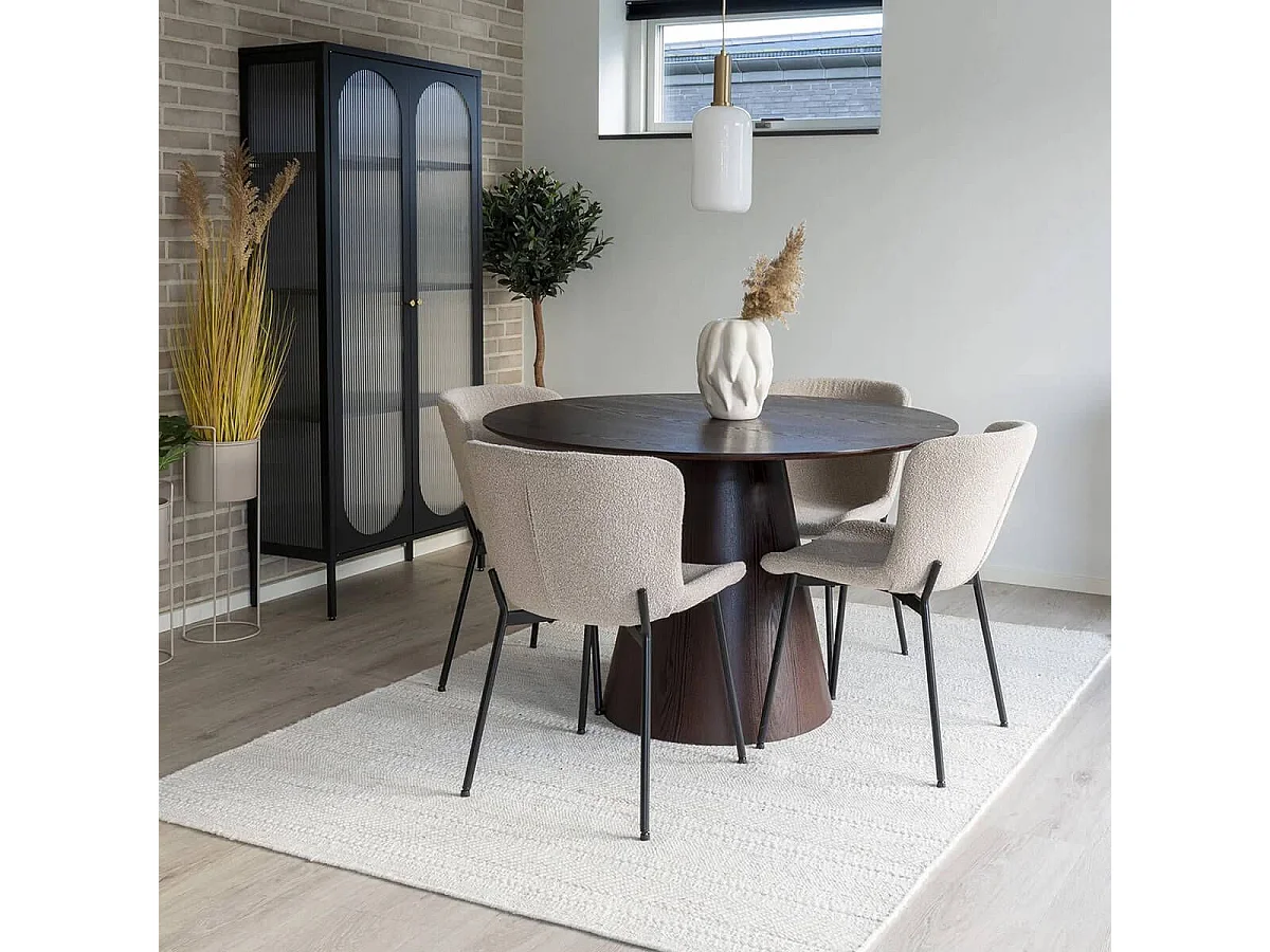 CARACAS - Table Ronde 120cm Pied Central MDF Placage Noyer