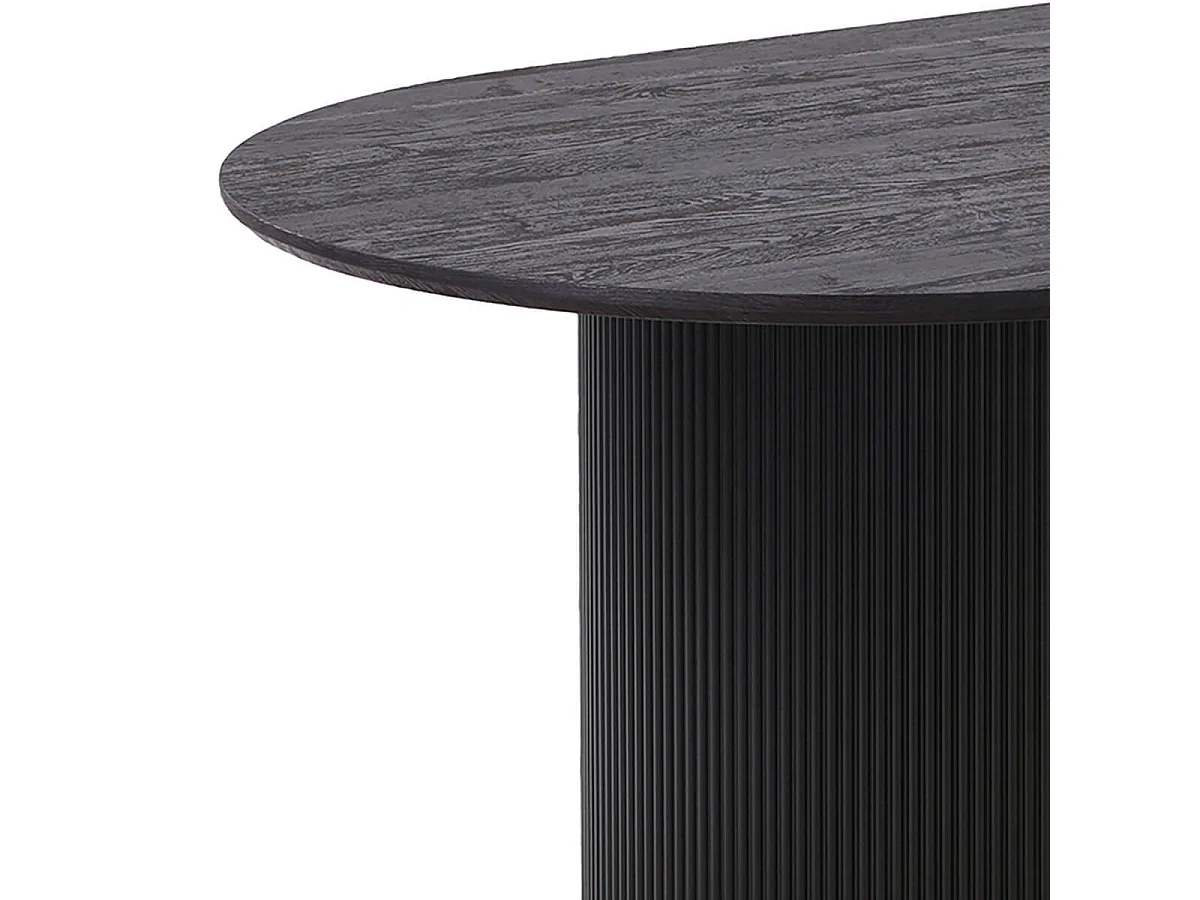 ANKARA - Table repas Ovale Pieds Relief MDF Effet bois foncé