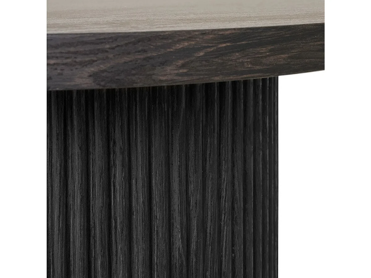 ANKARA - Table repas Ovale Pieds Relief MDF Effet bois foncé