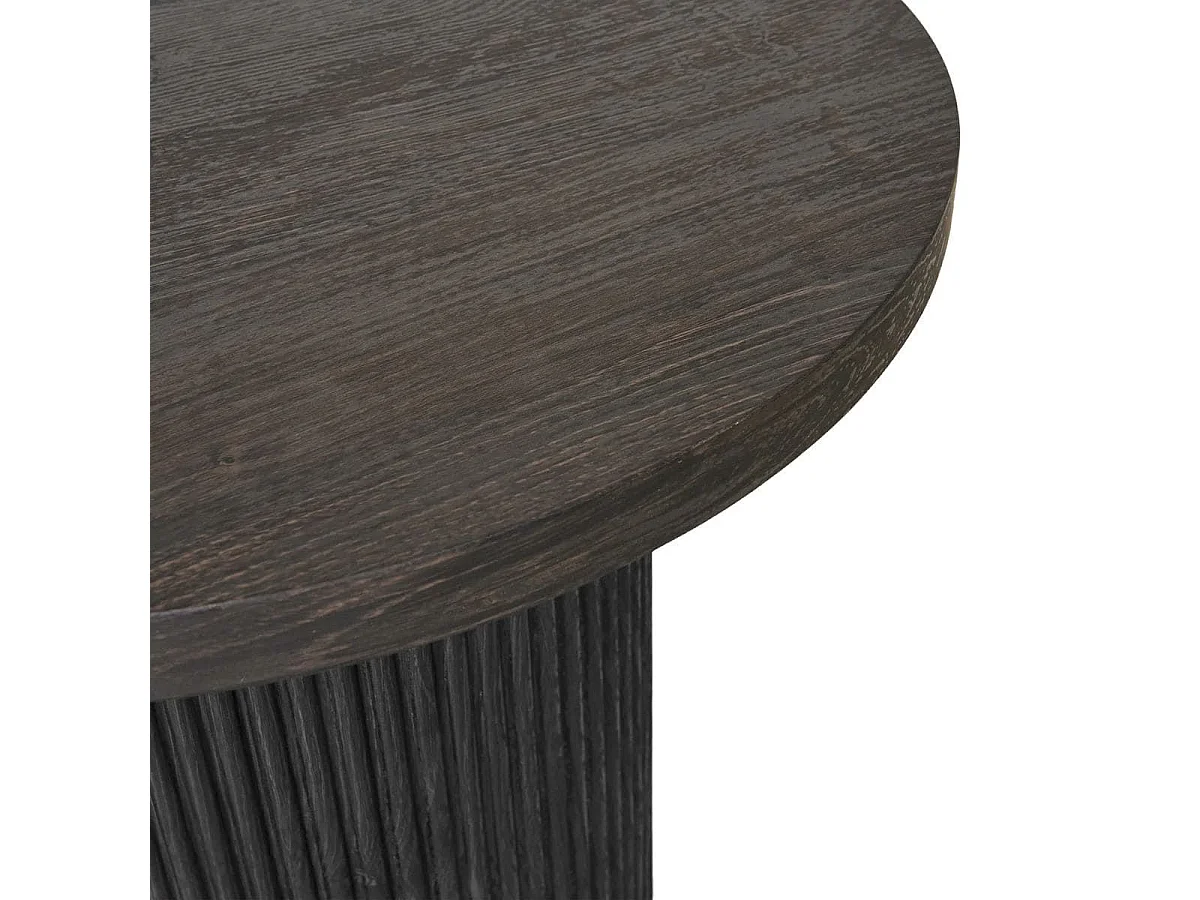 ANKARA - Table repas Ovale Pieds Relief MDF Effet bois foncé