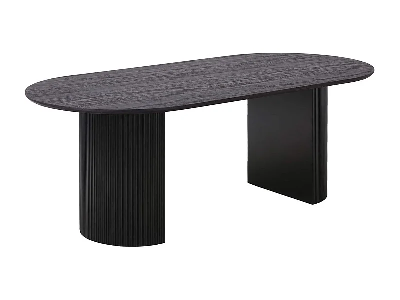 ANKARA - Table repas Ovale Pieds Relief MDF Effet bois foncé