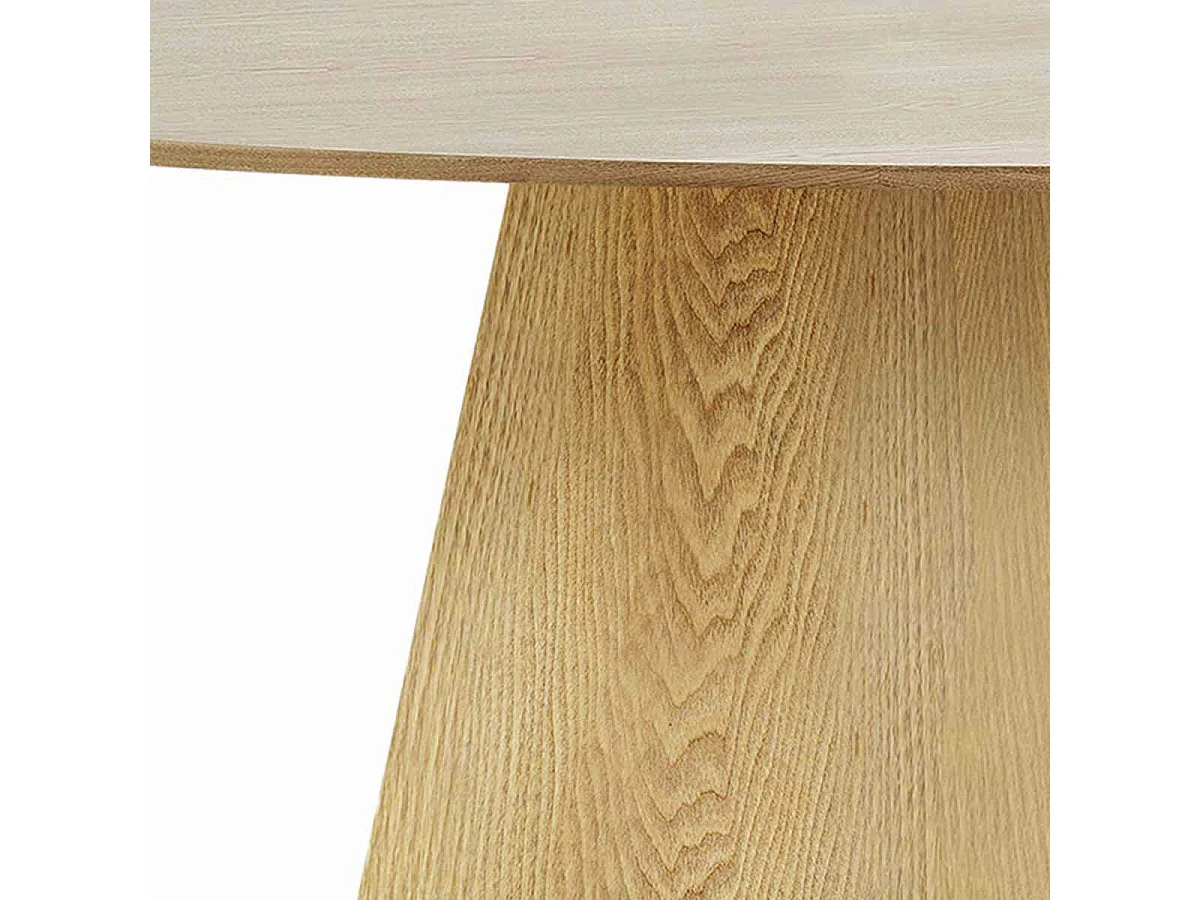 CARACAS - Table Ronde 120cm Pied Central MDF Placage Frêne
