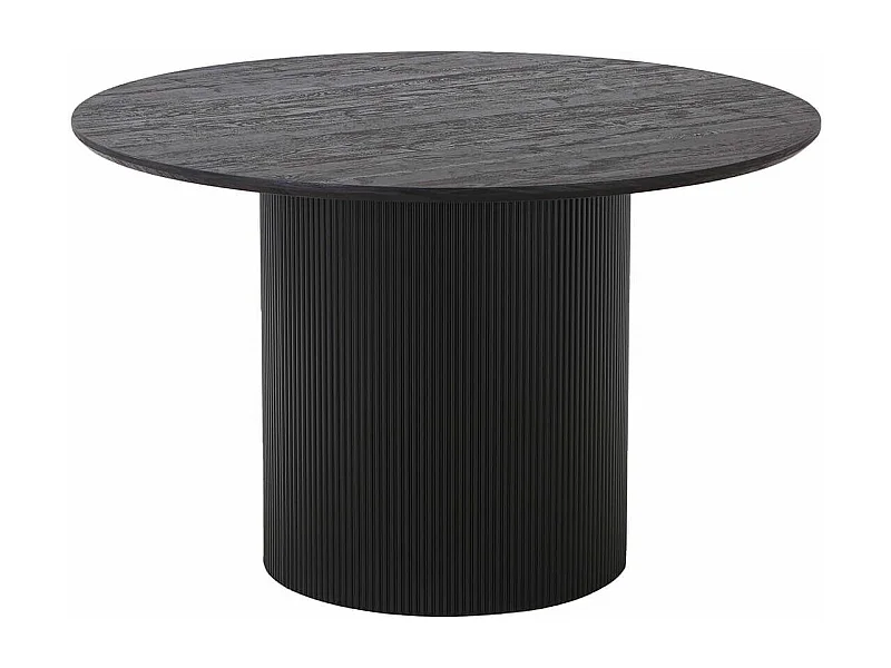 ANKARA - Table repas Ronde 120cm Pieds Relief MDF Effet bois foncé