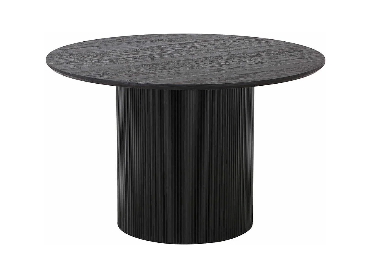 ANKARA - Table repas Ronde 120cm Pieds Relief MDF Effet bois foncé