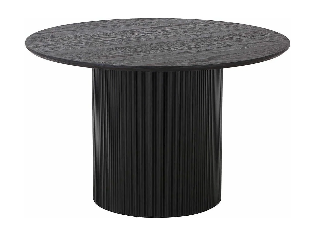 ANKARA - Table repas Ronde 120cm Pieds Relief MDF Effet bois foncé