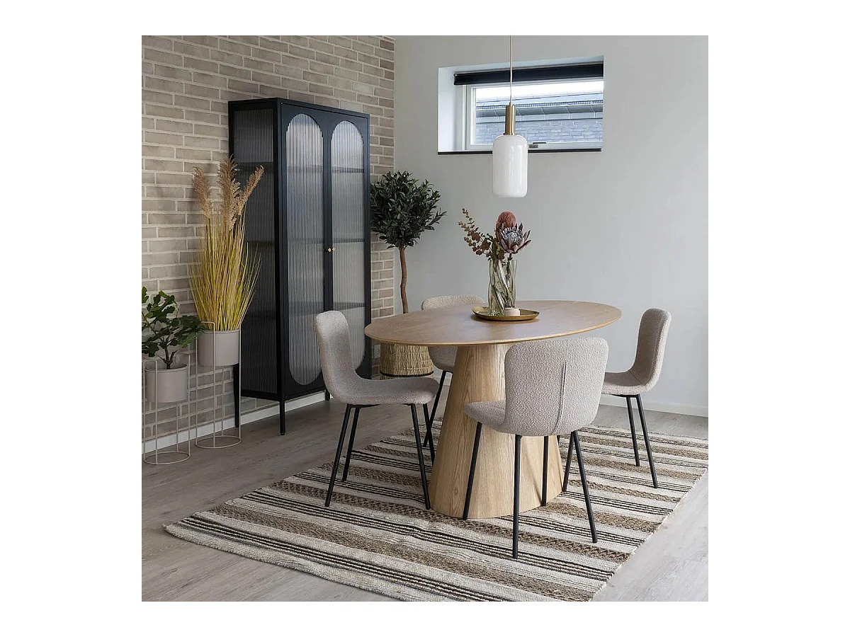 CARACAS - Table Ovale 160cm Pied Central MDF Placage Frêne