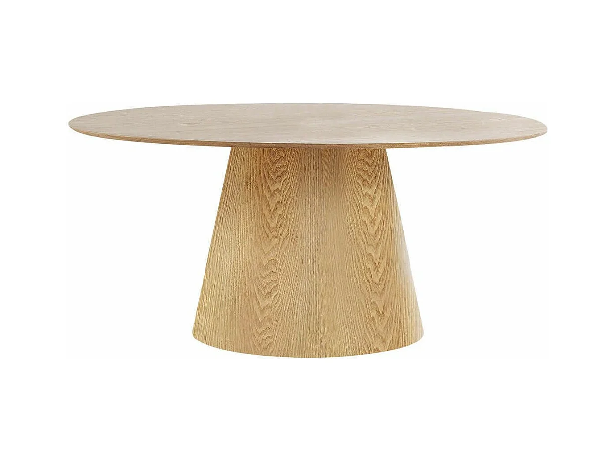 CARACAS - Table Ovale 160cm Pied Central MDF Placage Frêne