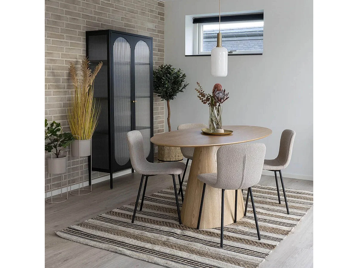 CARACAS - Table Ovale 160cm Pied Central MDF Placage Frêne