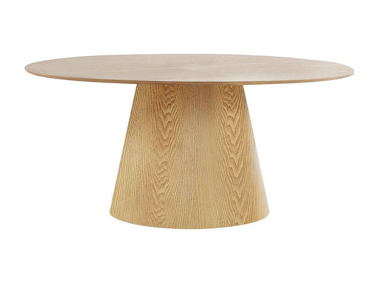 CARACAS - Table Ovale 160cm Pied Central MDF Placage Frêne