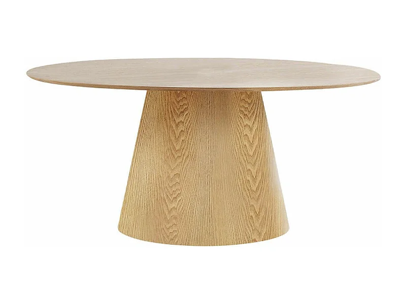 CARACAS - Table Ovale 160cm Pied Central MDF Placage Frêne