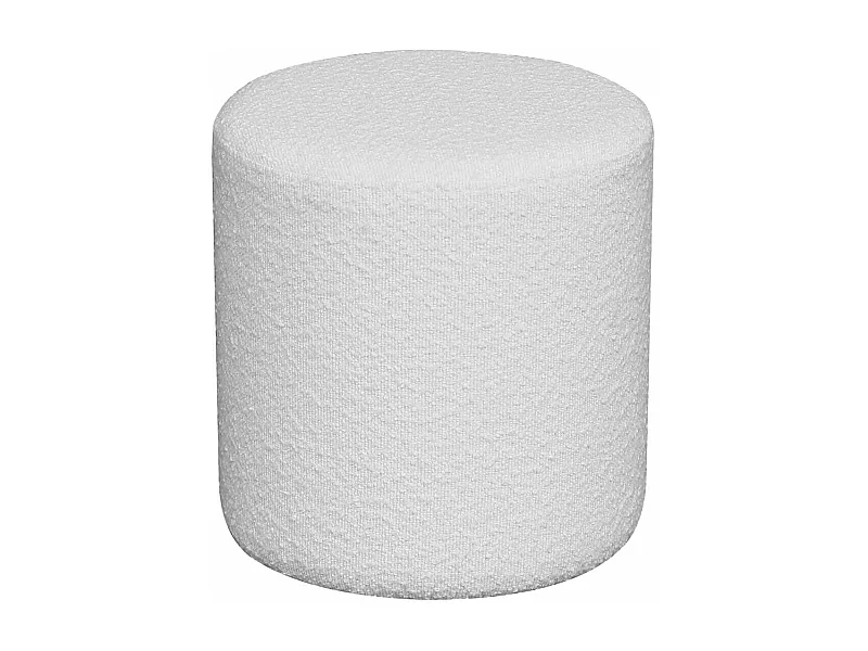 BUBBEL - Pouf Rond Ø34cm en  Tissu Bouclé Coloris Blanc