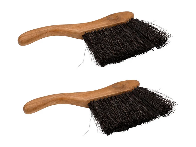 Lot de 2 balayettes en bois de teck et fibre de palmier - ANGELICA 01