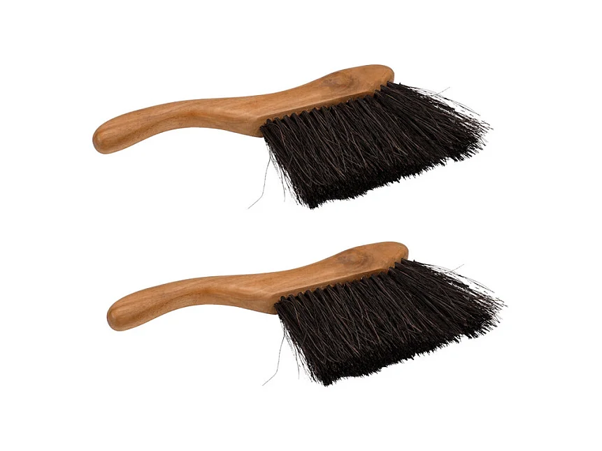 Lot de 2 balayettes en bois de teck et fibre de palmier - ANGELICA 01
