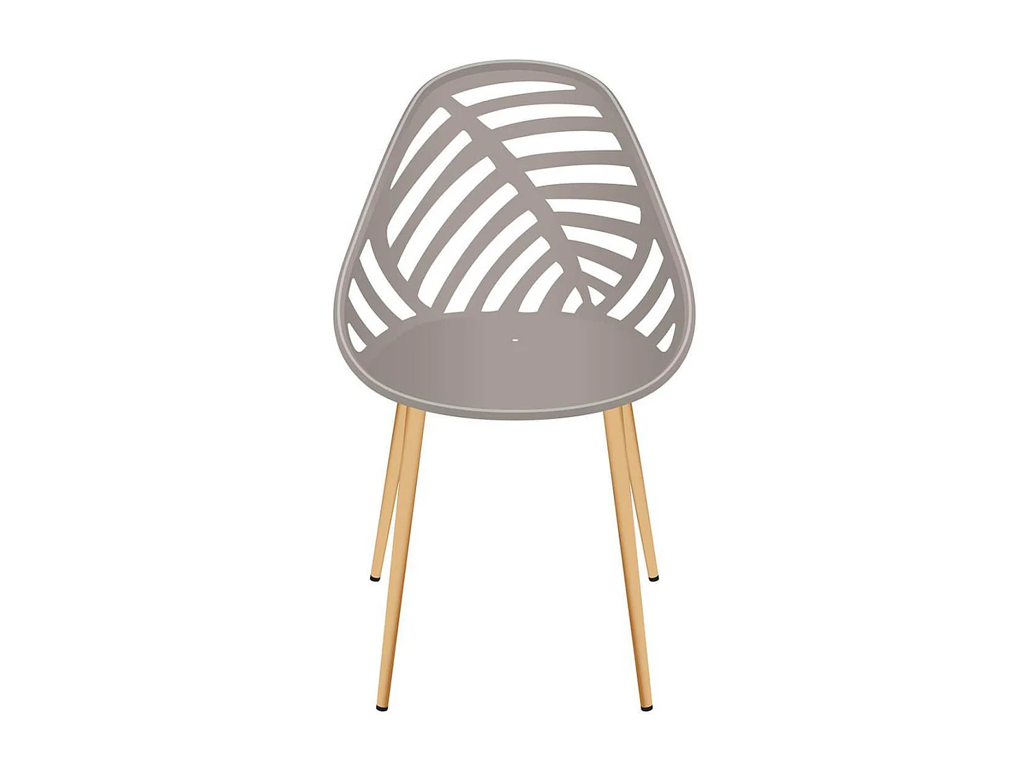 SAORI - Lot de 4 Chaises de Jardin Coque Plastique Ajourée Taupe Pieds Métal