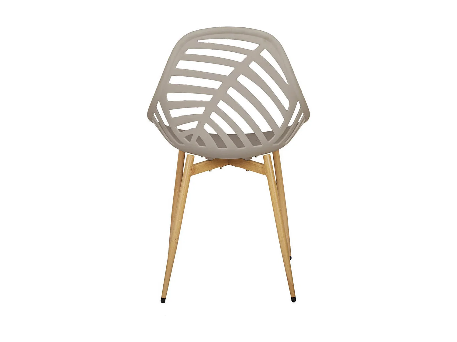 SAORI - Lot de 4 Chaises de Jardin Coque Plastique Ajourée Taupe Pieds Métal