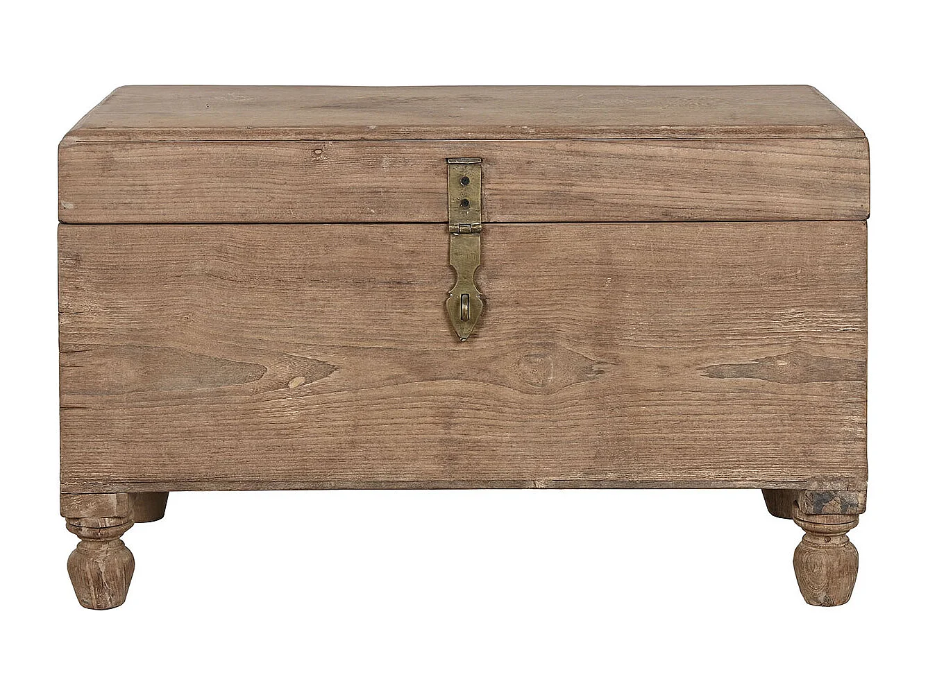 Coffre de rangement rectangulaire en bois coloris naturel -  longueur 89 x profondeur 54 x Hauteur 54 cm