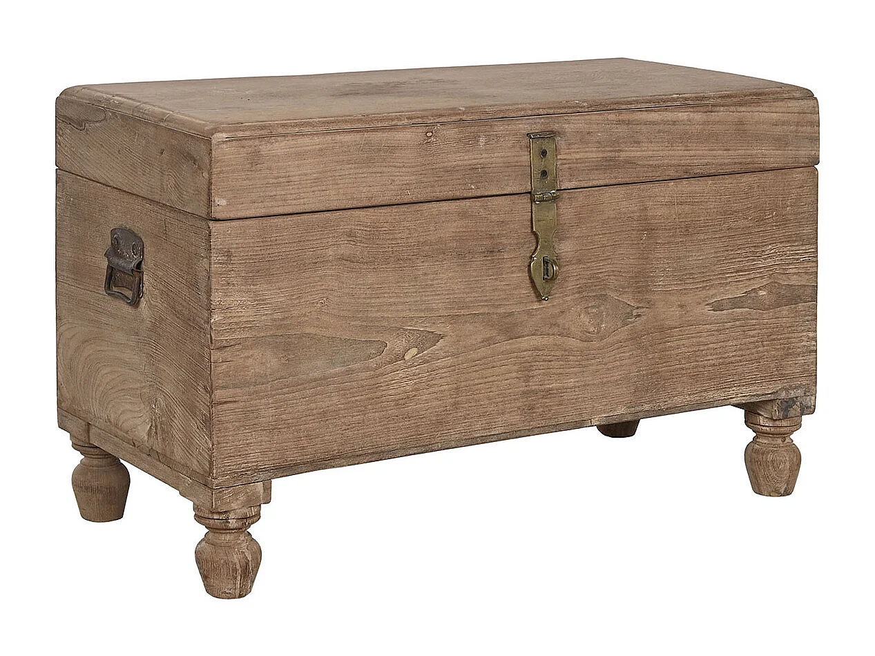 Coffre de rangement rectangulaire en bois coloris naturel -  longueur 89 x profondeur 54 x Hauteur 54 cm